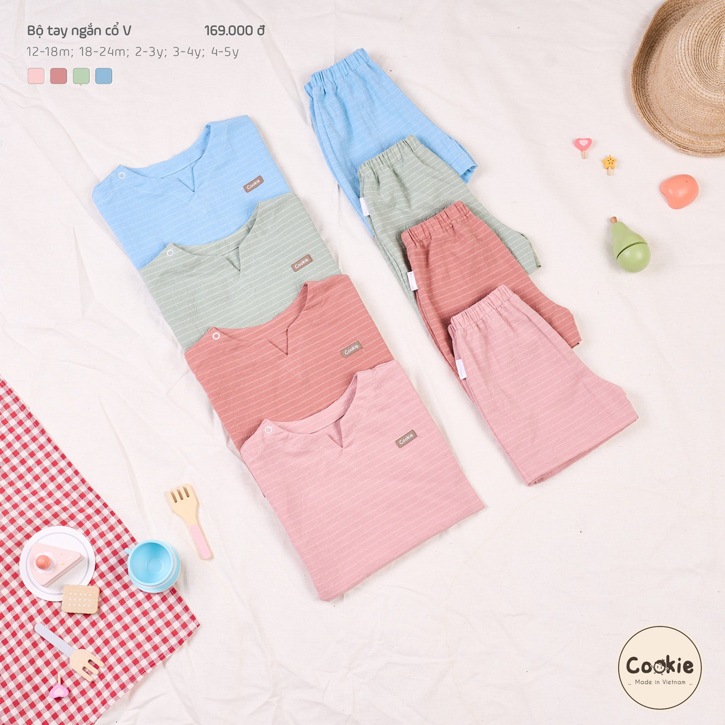 Bộ cộc COOKIE tay ngắn cổ V size 1-5y