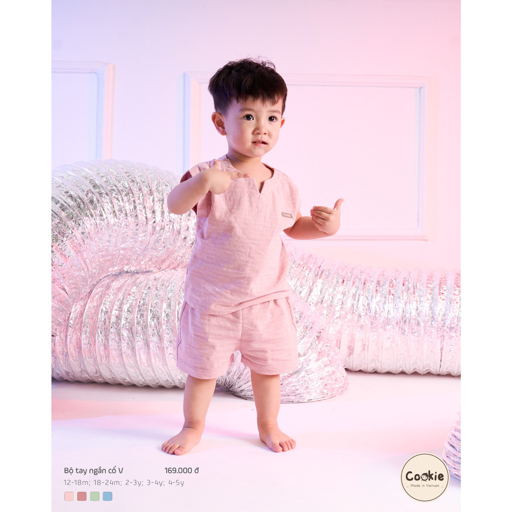 Bộ cộc COOKIE tay ngắn cổ V size 1-5y