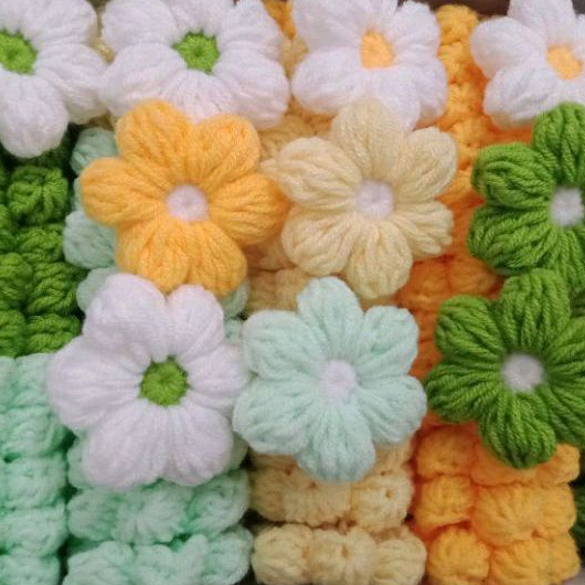 Hoa handmade móc len 6 cánh phong cách mùa hè