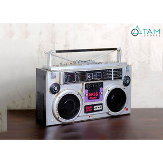 Mô hình máy catssette radio Sharp chữ nhật màu bạc cổ điển tỷ lệ 1:1 MHVT-MCSR-05_TAN