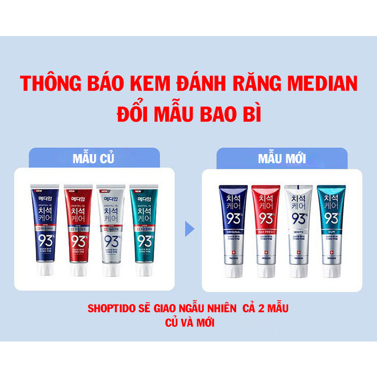 Kem đánh răng Median Hàn Quốc Dental IQ 93% giúp răng trắng sáng NPP TIDO88