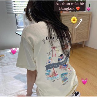 🌼Áo thun cotton 🌼tay ngắn in hình bangkok hoạ tiết cầu vòng