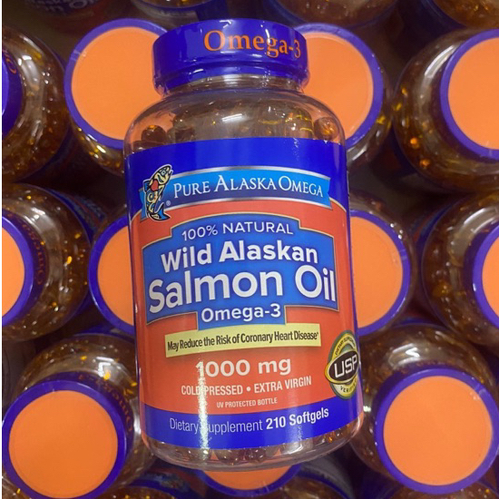 Dầu cá hồi Pure Alaska Omega Wild Alaskan Salmon Oil Omega 3 1000mg 210 viên của Mỹ