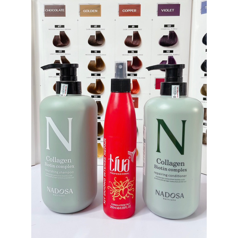 Dầu Gội Xả Siêu Mềm Mượt NADOSA Collagen Biotin Complex 800ml Mua 1 Cặp Tặng 1 xịt Dưỡng phủ lụa 150