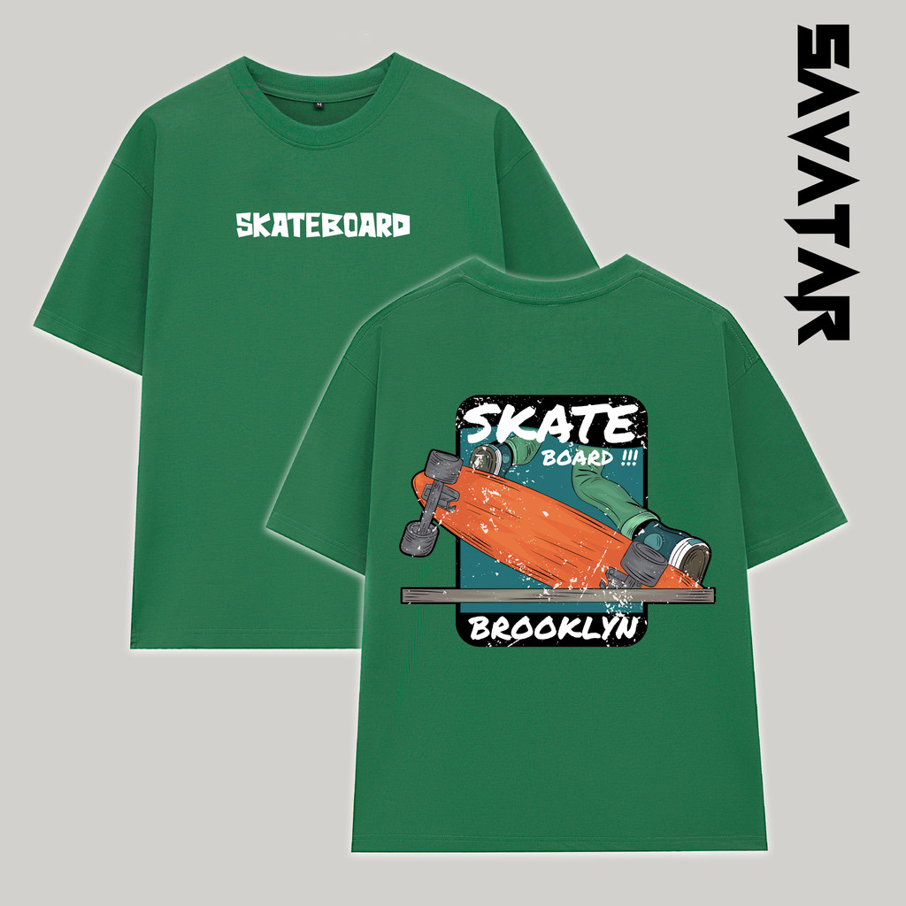 Áo thun cotton trơn cổ tròn unisex streetstyle tay lỡ nam nữ oversize Skateboard