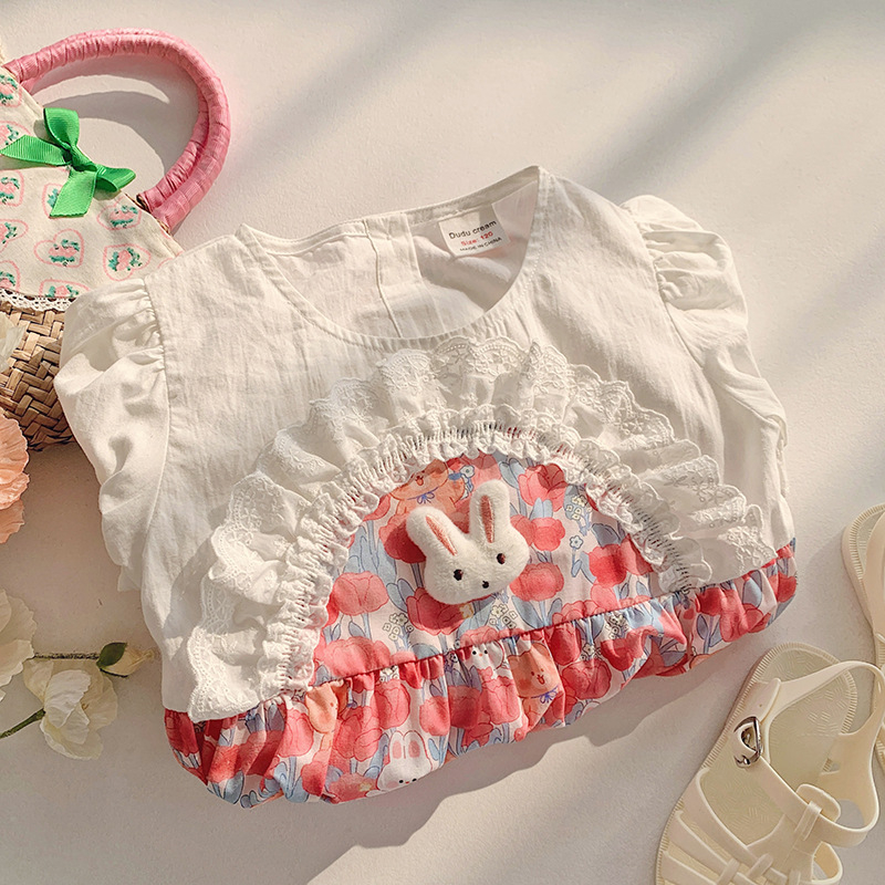 Váy bé gái 2 đến 8 tuổi Anniebaby dáng xòe tay bồng nhún bèo chất thô đũi mềm mịn phong cách tiểu thư VA23016