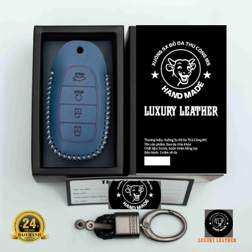 Bao Da Bảo Vệ Chìa Khoá 4 NÚT HUYNDAI ACCEN, SANTAFE 2020 Da Thật&Giá tận xưởng