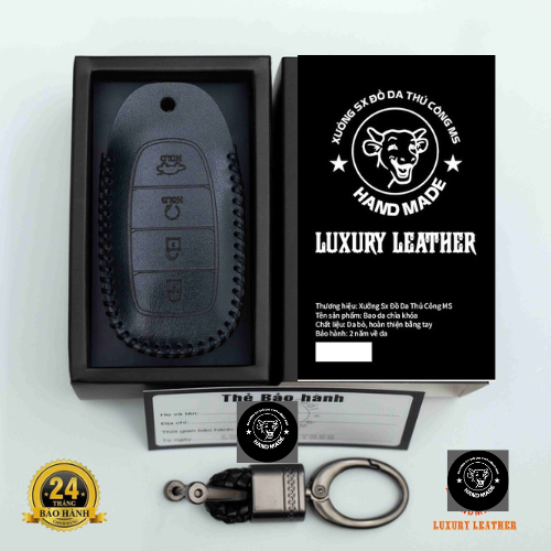 Bao Da Bảo Vệ Chìa Khoá 4 NÚT HUYNDAI ACCEN, SANTAFE 2020 Da Thật&Giá tận xưởng