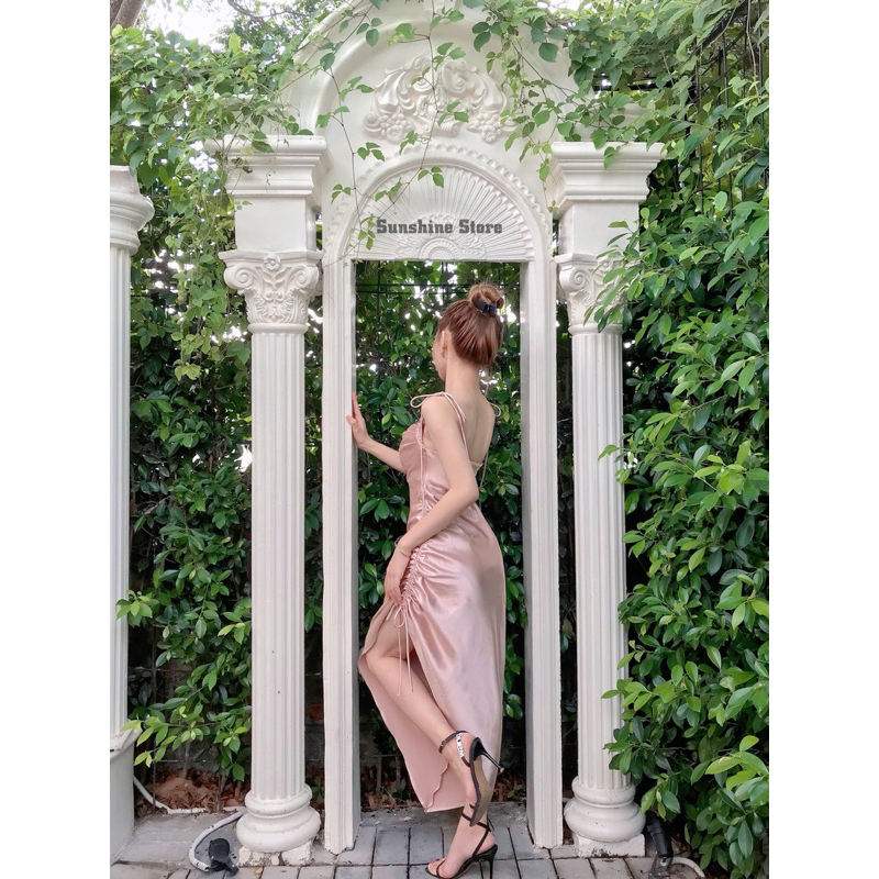 WENDY DRESS - Đầm lụa cột dây xẻ tà quyến rũ