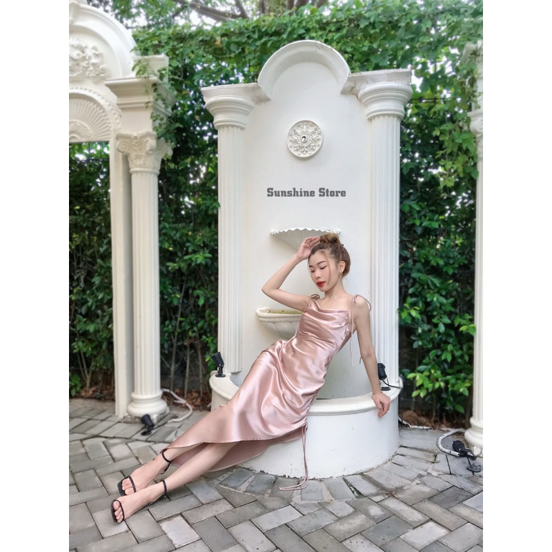 WENDY DRESS - Đầm lụa cột dây xẻ tà quyến rũ