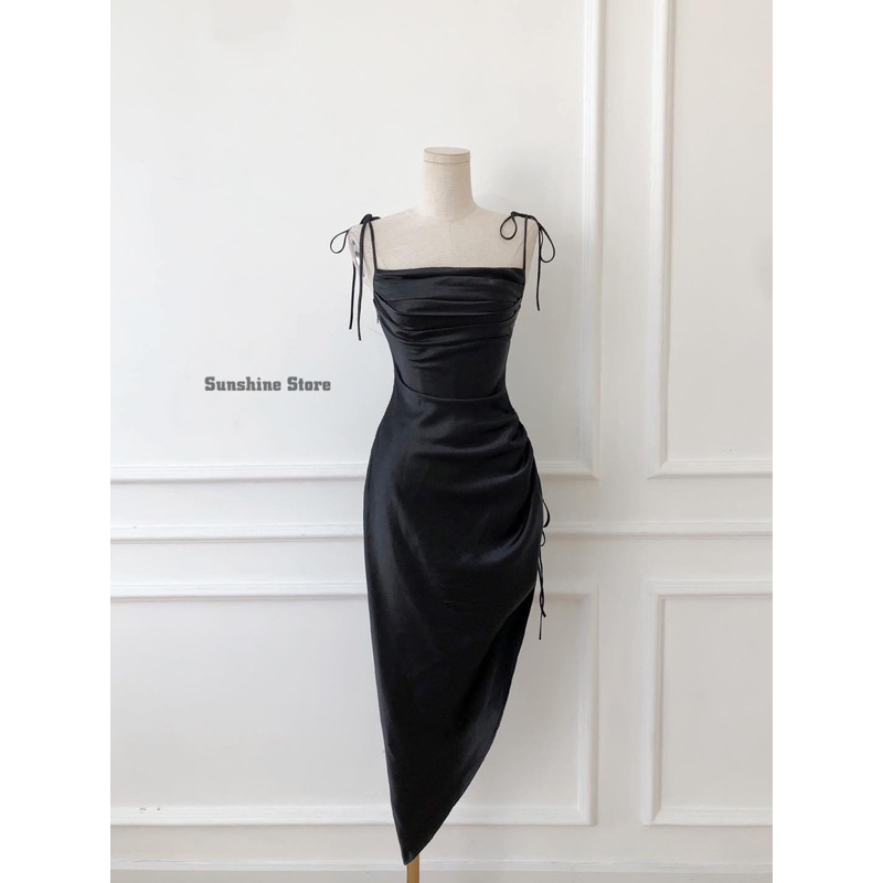 WENDY DRESS - Đầm lụa cột dây xẻ tà quyến rũ