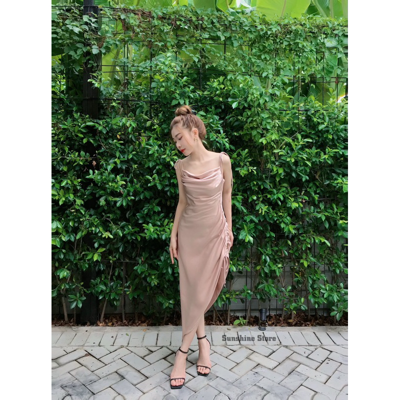 WENDY DRESS - Đầm lụa cột dây xẻ tà quyến rũ