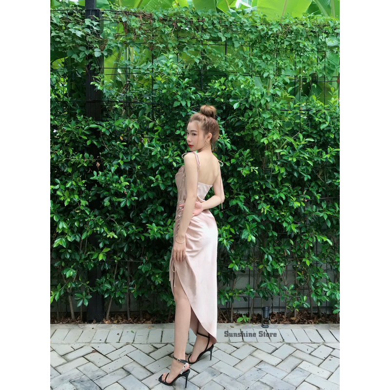 WENDY DRESS - Đầm lụa cột dây xẻ tà quyến rũ