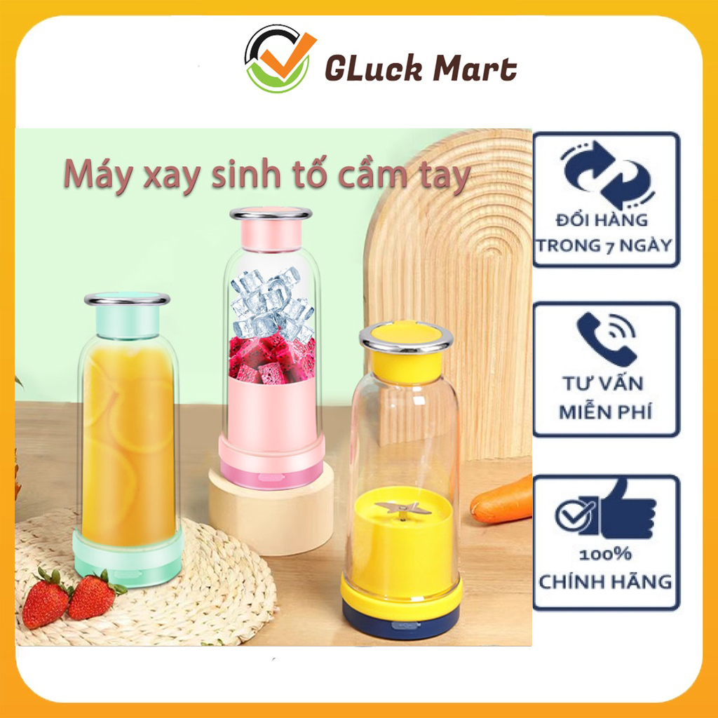 Máy Xay Sinh Tố Cầm Tay Mini HYUNDAI, Máy Xay Đa Năng Sạc Tích Điện 4 Lưỡi, Công Suất Lớn, Pin Trâu, Nhựa Tritan An Toàn