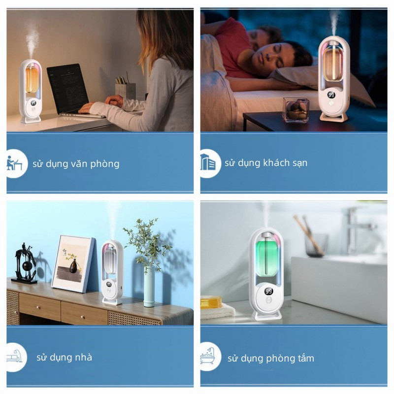 Xông tinh dầu xịt thơm phòng tự động kèm nước hoa 5 mùi- Máy khuếch tán tinh dầu phun sương mini sạc pin tích điện