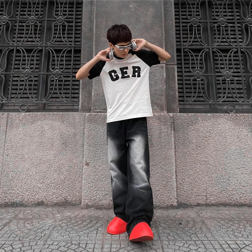 Áo thun GER raplan phối tay