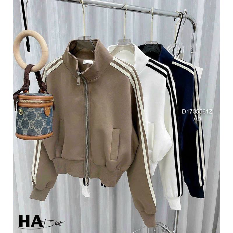 Áo khoác nỉ khóa kéo phối viền sọc sang trọng VIENS STORE