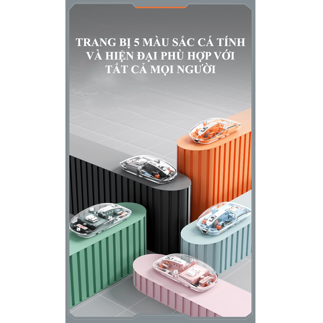 Chuột không dây FMOUSE M133 kết nối Bluetooth và USB 2.4G thiết kế trong suốt độc lạ - HT