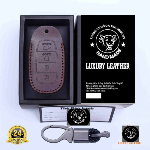 Bao Da Bảo Vệ Chìa Khoá 4 NÚT HUYNDAI ACCEN, SANTAFE 2020 Da Thật&Giá tận xưởng