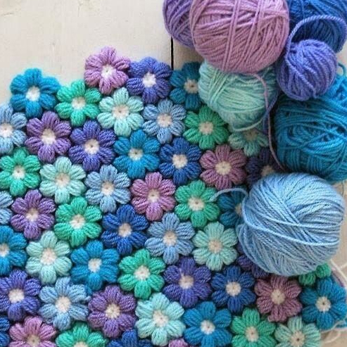 Hoa handmade móc len 6 cánh phong cách mùa hè