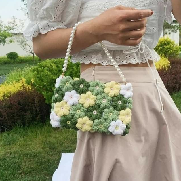 Hoa handmade móc len 6 cánh phong cách mùa hè