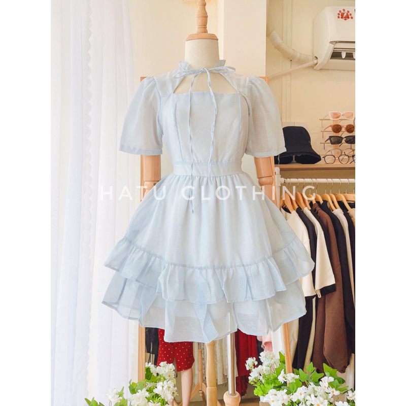 Sala Dress - Đầm ngắn dáng xoè tầng kiểu dáng basic tôn eo 2 tông màu đen/xanh siêu xinh