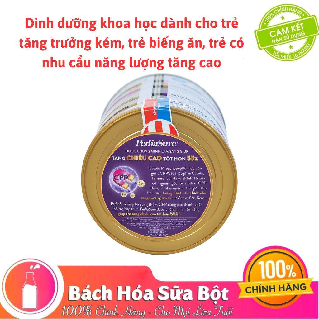 Sữa Bột Abbott Pediasure B/A hương Vani Ít Ngọt Lon 400g (Mẫu mới)