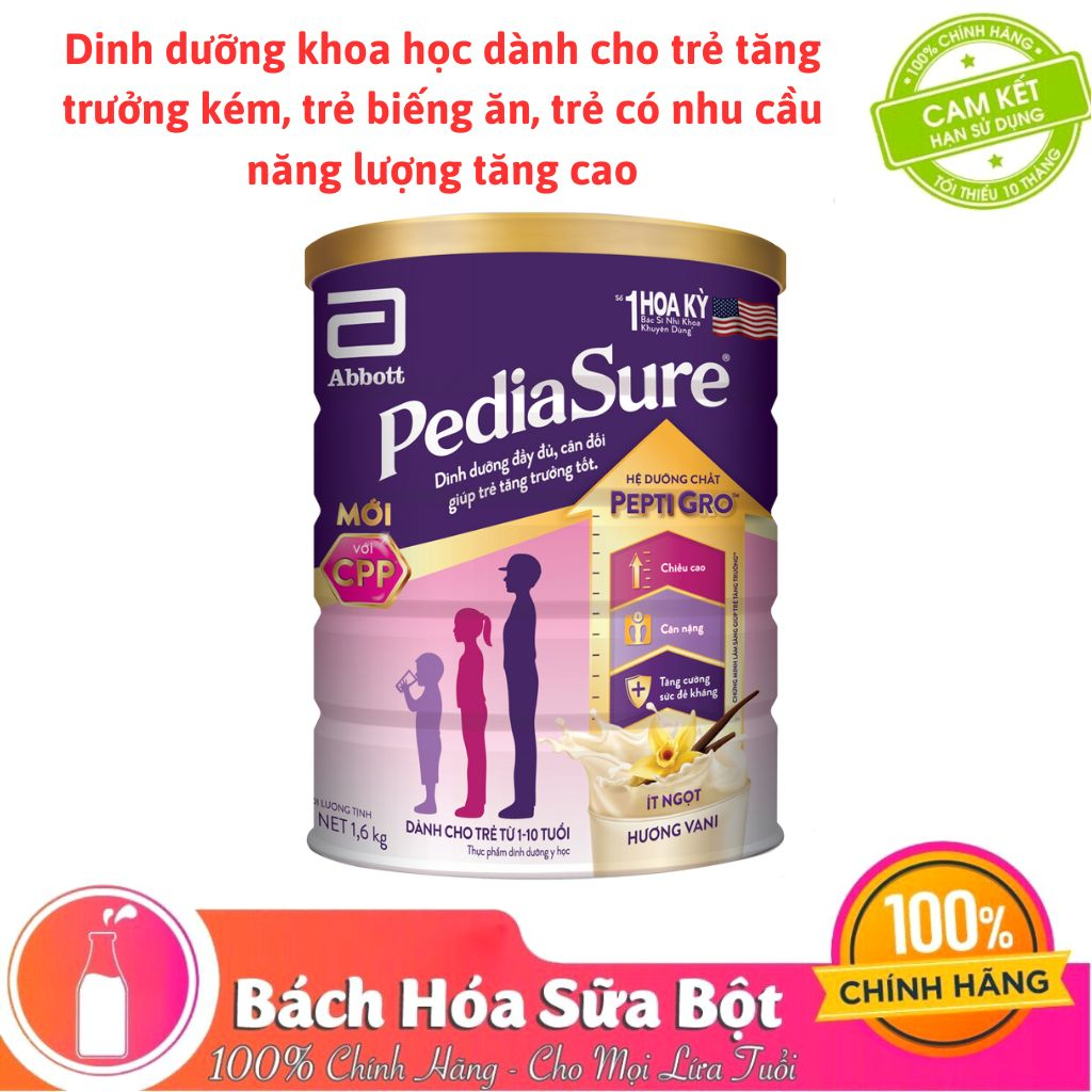 Sữa Bột Pediasure B/A hương Vani Ít Ngọt 400g/850g/1.6kg (mẫu mới)