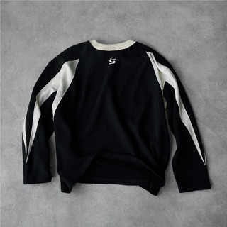 Áo Sweater TSUN Patchwork - Tay Dài - [UNISEX] - Đen - Logo Thêu