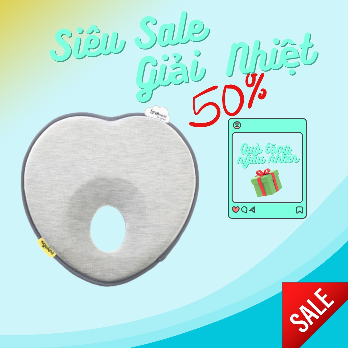 Gối cao su non chống bẹp đầu - chính hãng BabyM chống méo đầu, nghẹo cổ an toàn cho bé