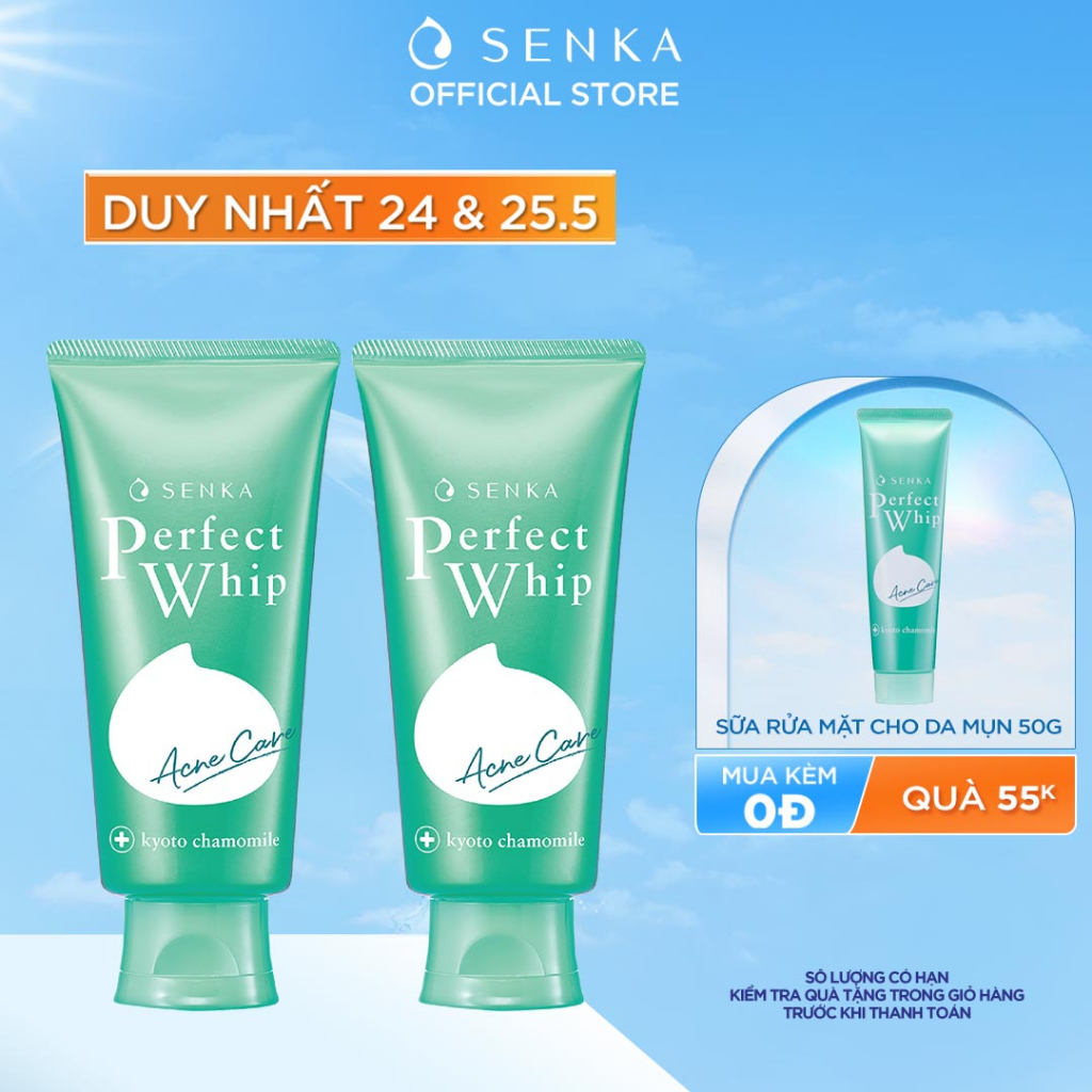 Bộ 02 Sữa rửa mặt dành cho da mụn Senka perfect whip acne care 100g