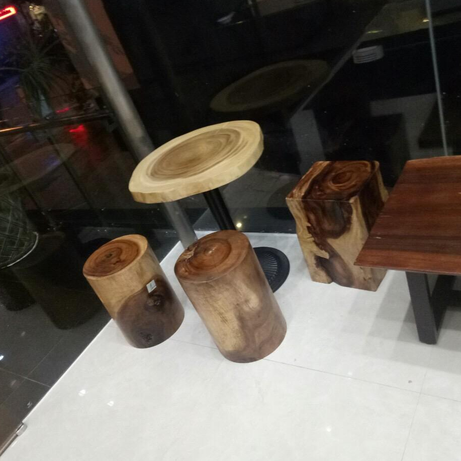 Bàn - Ghế Đôn Tròn Gỗ Nguyên Khối, Khúc Gỗ Thân Cây Tự Nhiên