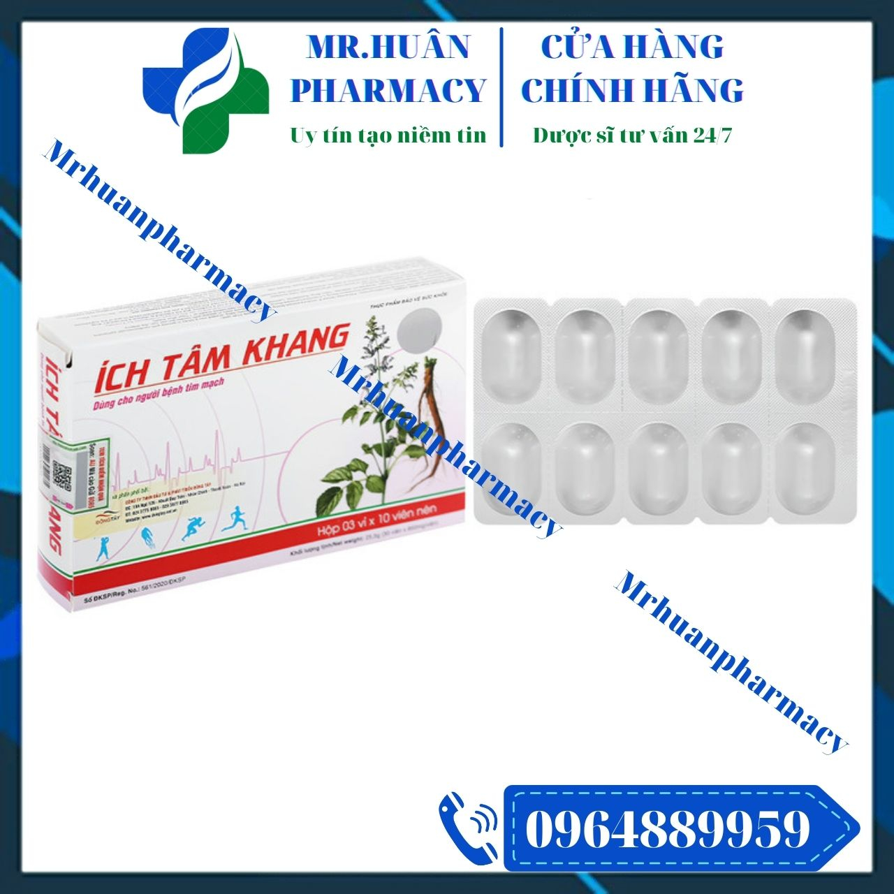 Ích Tâm Khang (Hộp 30 viên) - Tăng cường sức khỏe tim mạch
