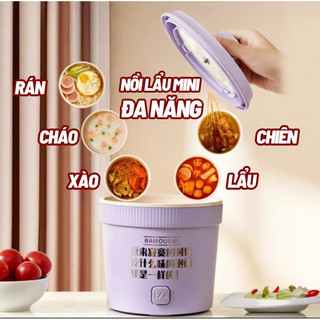Nồi lẩu điện đa năng mini- Bát điện Cốc lẩu đa năng có chống dính 1,2lit 500W Nấu lẩu,mì, chiên, cháo
