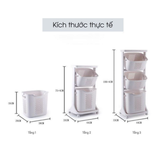Kệ nhựa 2-3 tầng cao cấp có sọt đựng đồ tiện lợi., có bánh xe quay được 360 độ nhựa việt nhật plastic