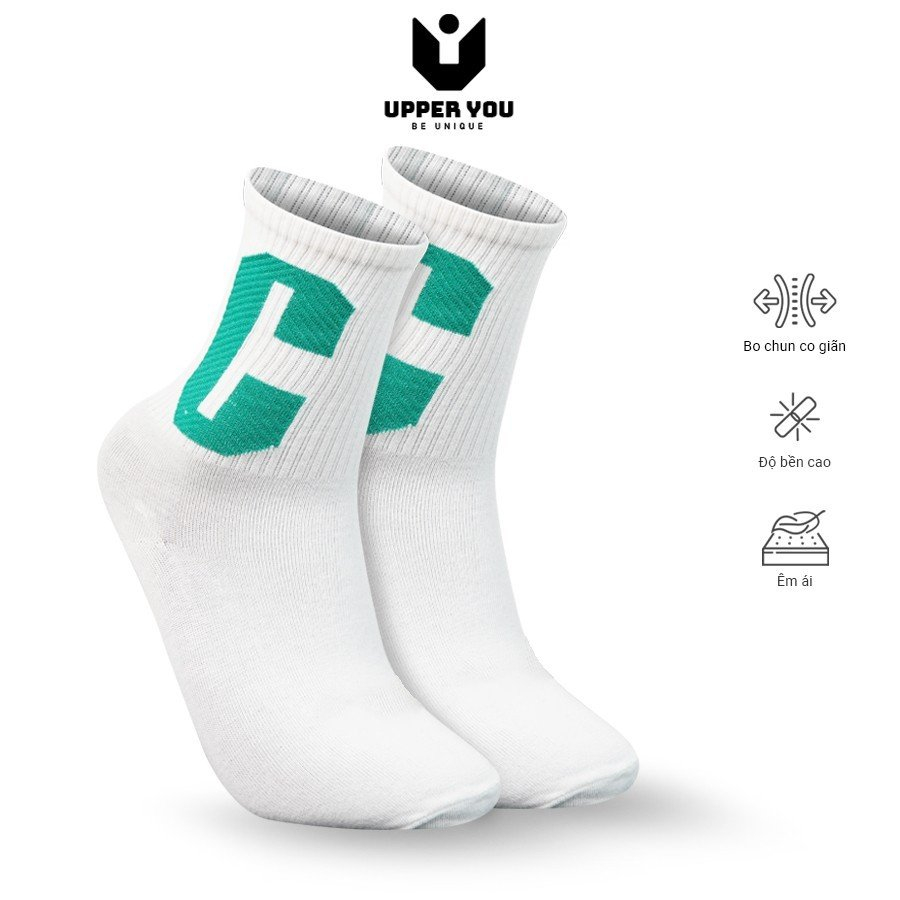 Tất vớ cổ cao UPPER YOU chất liệu cotton dày dặn co dãn phối họa tiết phong cách thời trang
