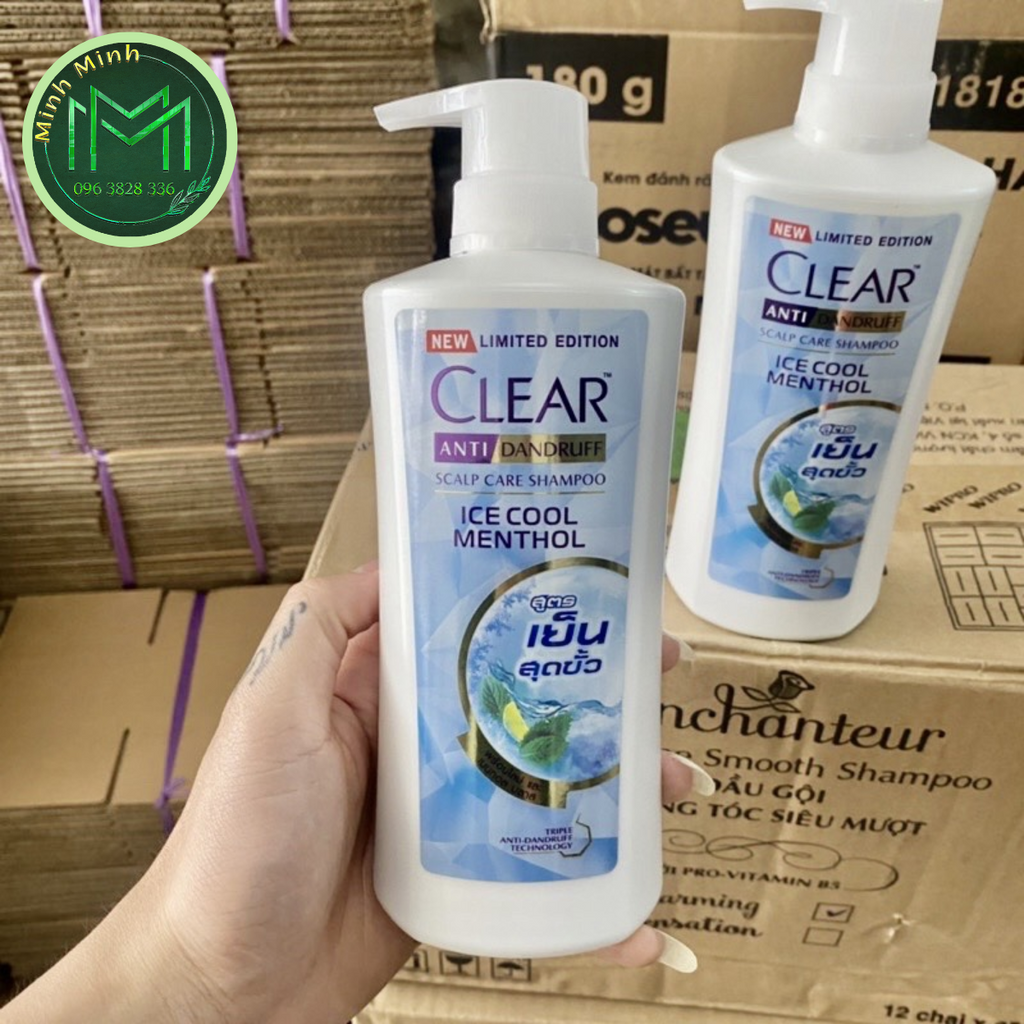 Dầu Gội Clear Bạc Hà Và Clear Men Thái Lan Mẫu Mới Sạch Gàu Mát Lạnh Ngăn Rụng Tóc 410ml