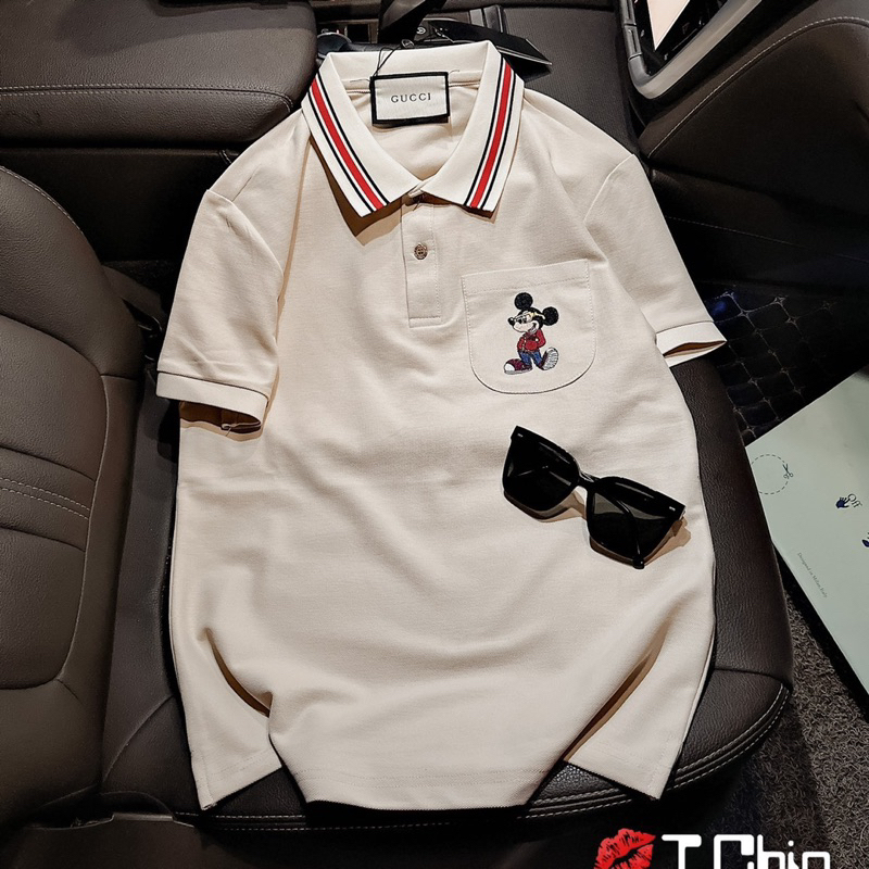 Áo Polo Mickey Cổ Kẻ Sọc Siu Cấp