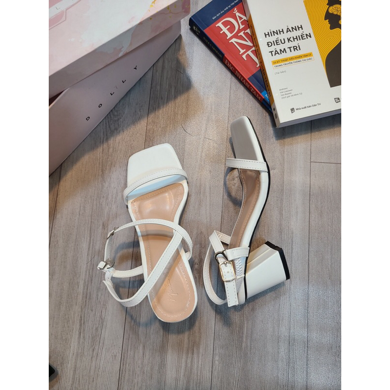 GIÀY SANDAL CAO GÓT SANDAL NỮ QUAI MẢNH CHÉO GÓT VUÔNG 5 PHÂN MIASHOES