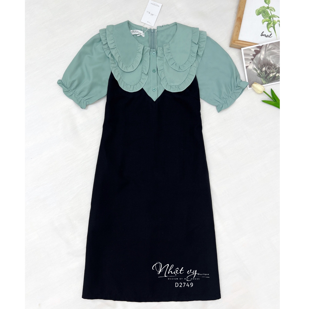 Đầm bigsize công sở Maihouse dáng suông cổ bèo 2 lớp tay bo thun chất lụa phù hợp đi chơi dạo phố sang chảnh - D2749