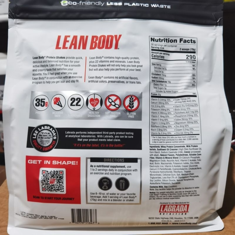 LABRADA LEAN BODY 2,1 KÝ 30 LẦN DÙNG - LEANBODY BỮA ĂN THAY THẾ - MEAL REPLACEMENT - TĂNG CƠ GIẢM MỠ - CHÍNH HÃNG BBT