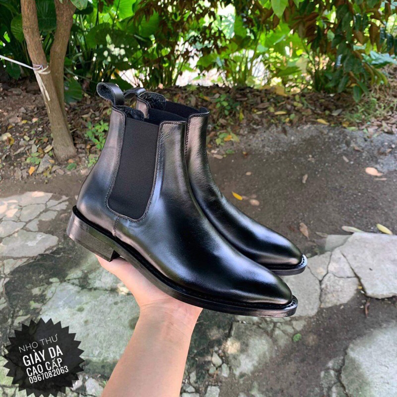 Giày da bò nam . Giày chelseal boos nam cổ chun hàng quảng châu cao cấp[Da nguyên tâm,đế Tầu cao su 3 lớp chống trơn]