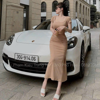Đầm body cổ vuông phối đuôi cá sang trọng, váy body 3 màu mới