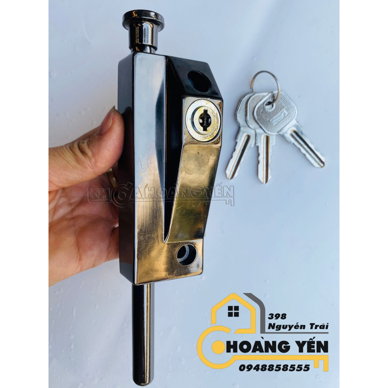 Chốt cửa có khóa tăng cường bảo vệ, chốt cổng có khóa gắn thêm - màu đen
