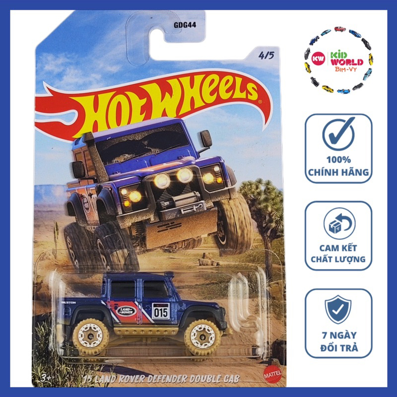 Xe mô hình Hot Wheels Bán tải Baja Rally 4x4 Series '15 Land Rover Defender Double Cab HLK19.