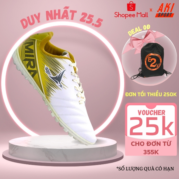 Giày Đá Bóng Cỏ Nhân Tạo Mira Pro Trắng Vàng Thể Thao Nam Chính Hãng Đẹp Rẻ - Pr006