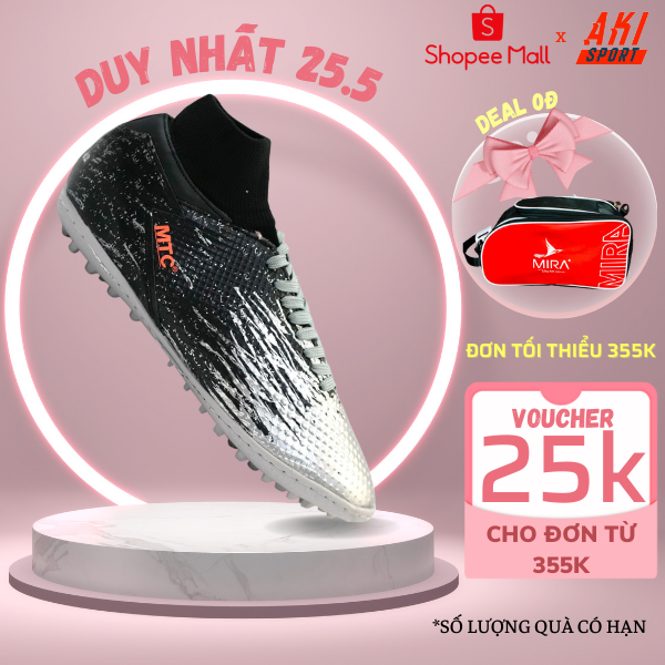 Giày Đá Bóng Nam Cỏ Nhân Tạo Mtc Faster Xám Cao Cổ Thể Thao Phong Cách Chính Hãng - Mf007