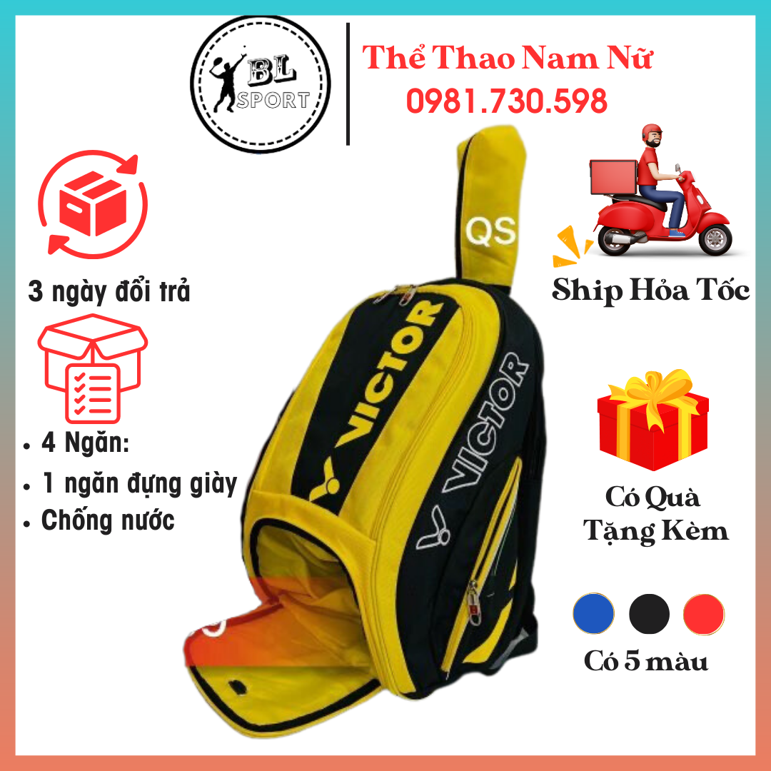 Balo Thể thao Cầu lông, Túi Tennis Babolat, Wilson Hàng SG Cao cấp có 4 ngăn, 1 ngăn để giày, chống nước, ảnh thật