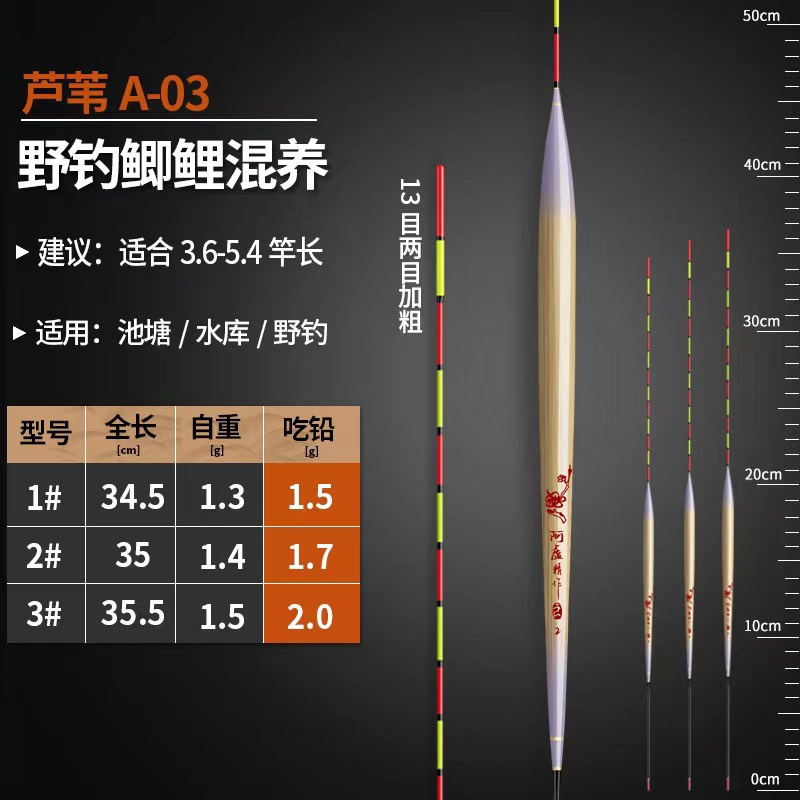 Phao câu đài, phao cỏ lau chuyên rô phi tải chì từ 1.1g đến 2.0g