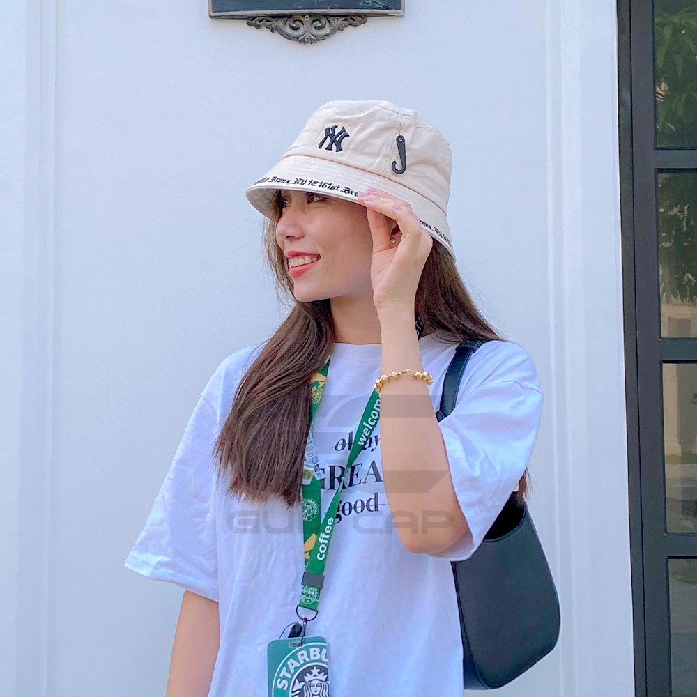 Mũ bucket MLB Gothic Stadium NY nón tai bèo vành tròn chất kaki full team tag - PASIO